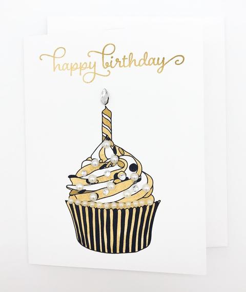 CHOCOLATE SWIRL CUPCAKE HAPPY BIRTHDAY GREETING CARD